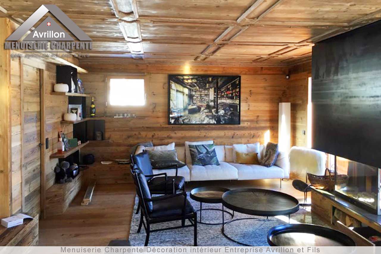 l'entreprise Avrillon dessine et fabrique du mobilier de salon dans le pur style montagnard et travail pour des chantiers en Haute Savoie